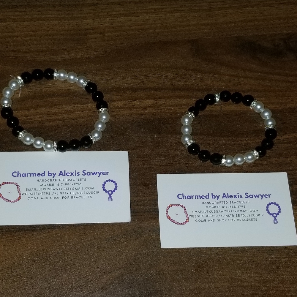 pearl beads 8mm lvory and black